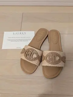 LAUREN ベージュ ロゴ付きサンダルのサムネイル