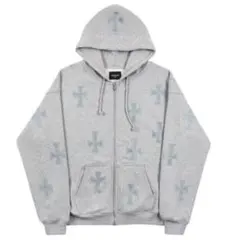 – ジップアップフーディー（GRAY） 白　ラメパーカー Mサイズ ジップアップフーディー TREASURE YGEX SHOP OFFICIAL アイドル