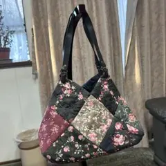 パッチワーク花柄トートバッグ