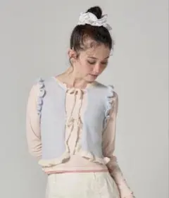 【最終値下げ】TINA:JOJUN 2WAY フリルリボンベスト サックス