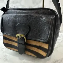 ほぼ未使用品 DKNY ディーケーエヌワイ ハラコ×本革 レザーショルダー 
