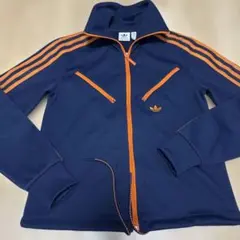 adidas トラックジャケット ネイビー×オレンジ（L）