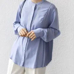 26SS✨SHIPSストレッチ ジョーゼット プリーツ ブラウス パール 洗える 