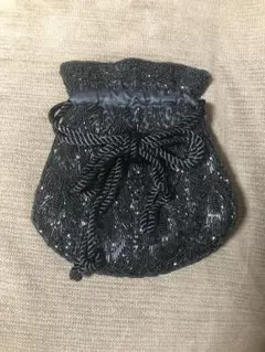 ビーズ刺繍　巾着バッグ