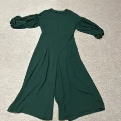 ZARA WOMAN ダークグリーン ロングジャンプスーツ Mのサムネイル