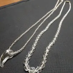 まとめ売り 天然石水晶ロングネックレス2本セット
