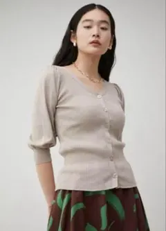 AZUL by moussy 3way パフスリーブ ニット ベージュ