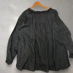 【新品タグ付き】スタジオクリップ　長袖リネンブラウス　麻100% 黒　フリーのサムネイル