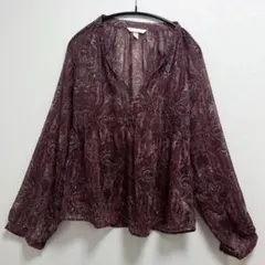 H&M ペイズリー柄 シアーブラウス 長袖 XSのサムネイル
