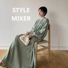 【美品】STYLEMIXER サテンルーズロングワンピース　グリーン