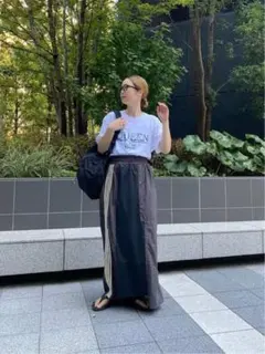 etsinta エシンタ リメイクジャージボリュームスカート　チャコールグレー