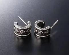 新品 シルバー 925 クロス フープピアス キャッチ付 両耳 匿名配送 88