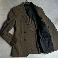 美品 ジュンハシモト テーラードジャケット ダブルブレスト 背抜き カーキ