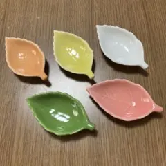 陶器　リーフ型の小皿　醤油皿　5枚セット
