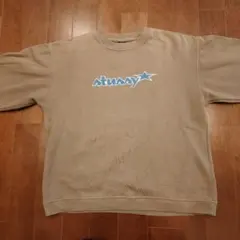 90-00年代Stussy ベージュ トレーナー刺繍 ロゴ　XL