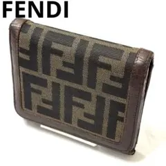 フェンディ FENDI ズッカ柄 三つ折り 財布 ブラウン 茶のサムネイル