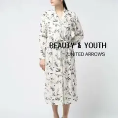 BEAUTY&YOUTH ハンドフラワープリントオープンカラーシャツワンピース