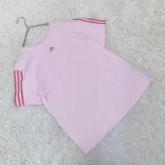 アディダス (L) 半袖コットンTシャツ スリースライプ ロゴプリント スポーツ