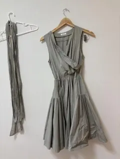 美品 FRAY I.D フレイアイディ カシュクールリボンワンピース ベージュ