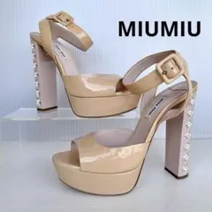 MIUMIU ミュウミュウ　クリスタル　ビジュー　サンダル　ハイヒール　パンプス