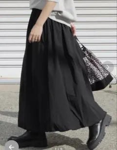 レリューム ウォッシャブルバルーンイージースカー　ブラック