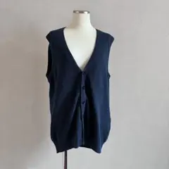 ARMANI JEANS ニットベスト 紺Lサイズ肩幅47身幅54身丈67 - メルカリ