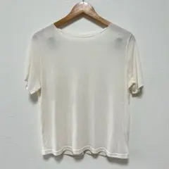 GU ジーユーアイボリー 半袖Tシャツ シアートップス レディース服 Lサイズ