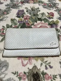 LACOSTE パンチングレザー 長財布 ホワイト
