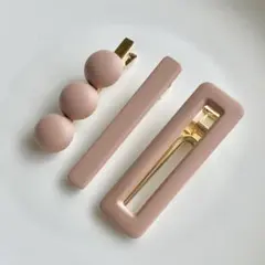 マットヘアクリップ3点セット ベージュカラー