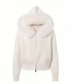 ホワイト フード付きファーパーカー