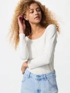 2枚セット　ユニクロ　極暖ヒートテックコットンUネックT 8分袖 オフホワイト