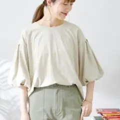 極美品✨　グレージュ❤️　サニーレーベル　バルーンスリーブカットプルオーバー