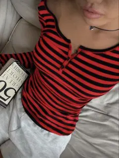 SHEIN ボーダー　長袖　Tシャツ