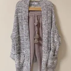 ZARA MIXカラーニットカーディガン ロングカーディガン グレー系