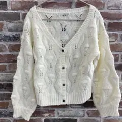 mysty woman ケーブル編みニットカーディガン アイボリー