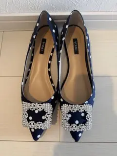 OHGA ドットビジューパンプス　23.5㎝　ブラック