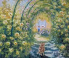 原画 猫と薔薇の庭園 絵画 アート パステル画 風景画 バラ ネコ - メルカリ