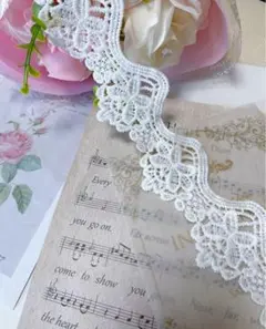 Y2 白色花柄ケミカルレース　手芸用品
