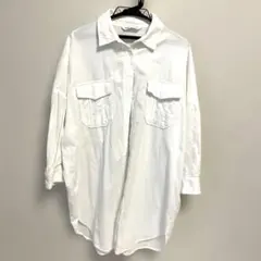 ZARA ザラ コーデュロイオーバーサイズシャツ M〜L 白　ホワイトのサムネイル