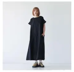 PONT DE CHALONS フリル袖ロングワンピース 黒のサムネイル