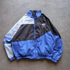 ホロウェイナイロンジャケット企業刺繍短丈ボックスシルエットオーバーサイズ切替XL