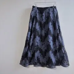 イッツデモ フラワープリント 花柄 レース 洗える フレア ロング スカートのサムネイル