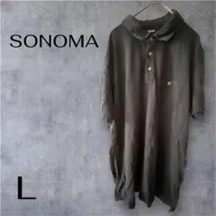 SONOMA【L】ポロシャツ　リラックスコットン ブラック 半袖ポロシャツ