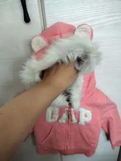 GAP ピンク 熊耳フード付きアウター