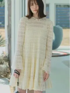 ココディール　ドットジャカードフリルミニワンピース