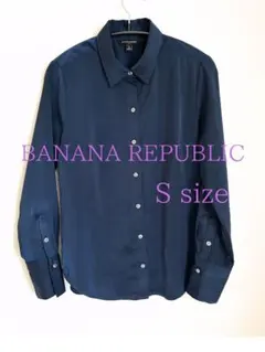 BANANA REPUBLIC 長袖シャツ Sサイズ ネイビー光沢のサムネイル