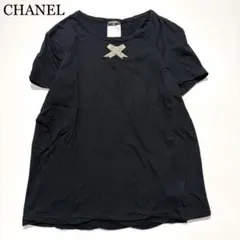 CHANEL Tシャツ リボン ココマーク パール 09A ブラック 46のサムネイル