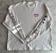 MAHJONG 麻雀 刺繍 ロングスリーブTシャツ ホワイト ロンティー