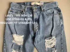 極美品★リーバイス　デニム　505 W34 L30 ヴィンテージ　ダメージ