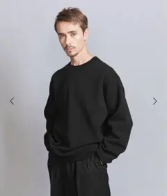 新品 M クレープ フリース クルーネック スウェット ブラックのサムネイル
